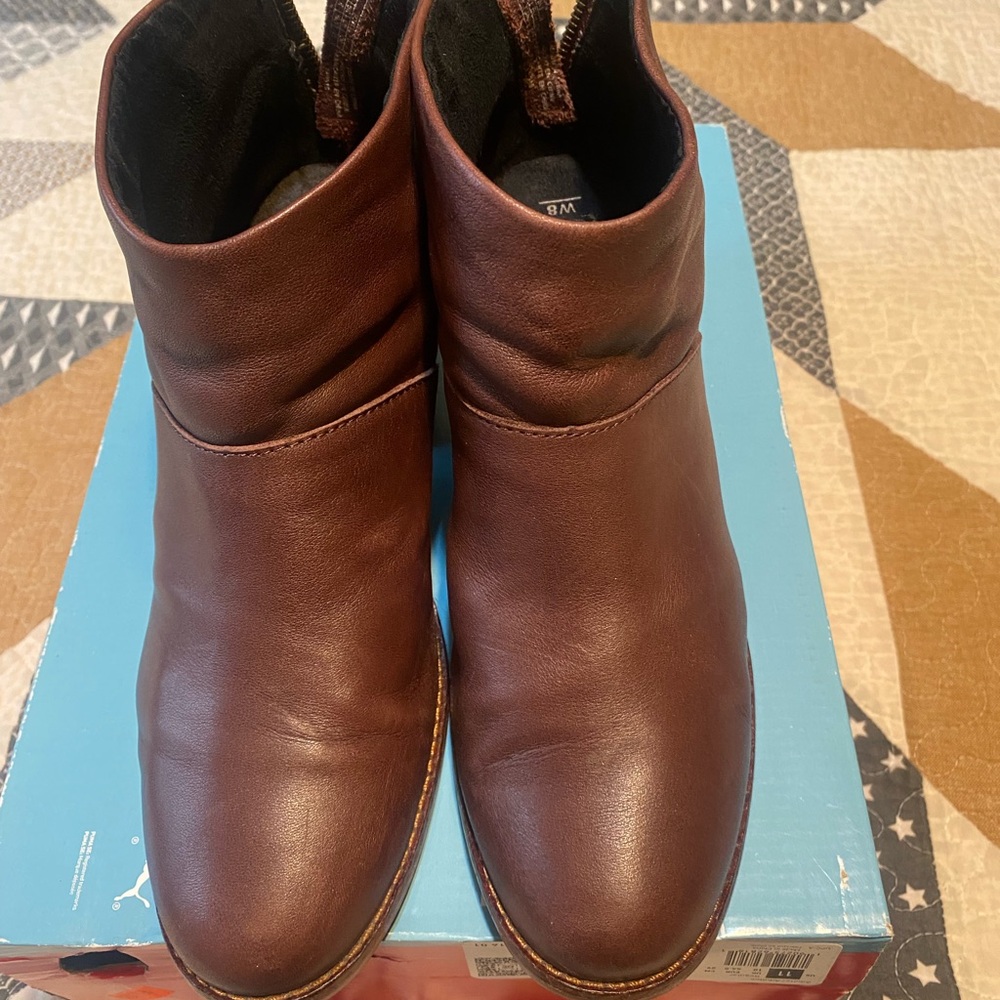 Toms Brown Leather Heeled Boots